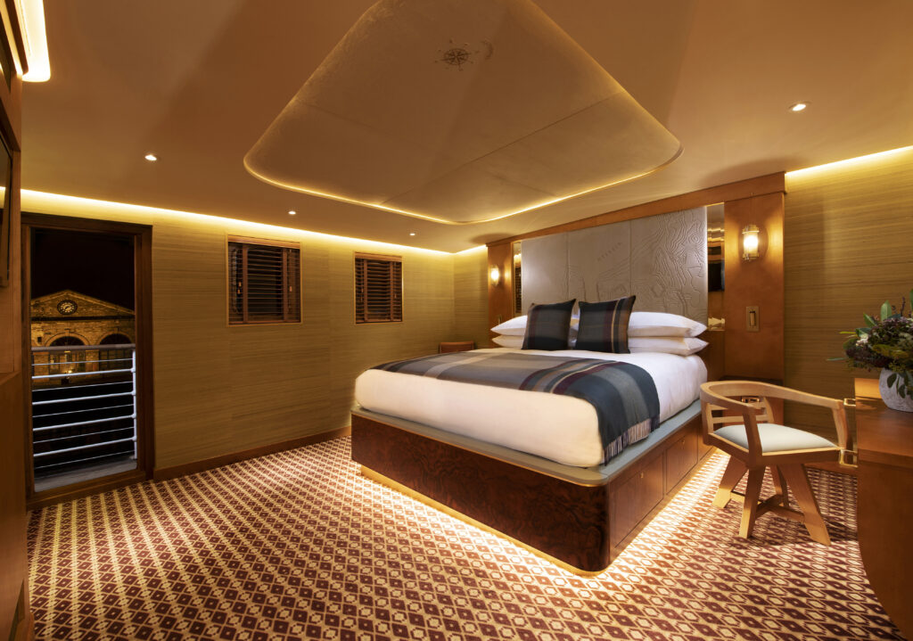 Cabin room on Fingal Hotel Edinburgh, luxury floating hotel Scotland